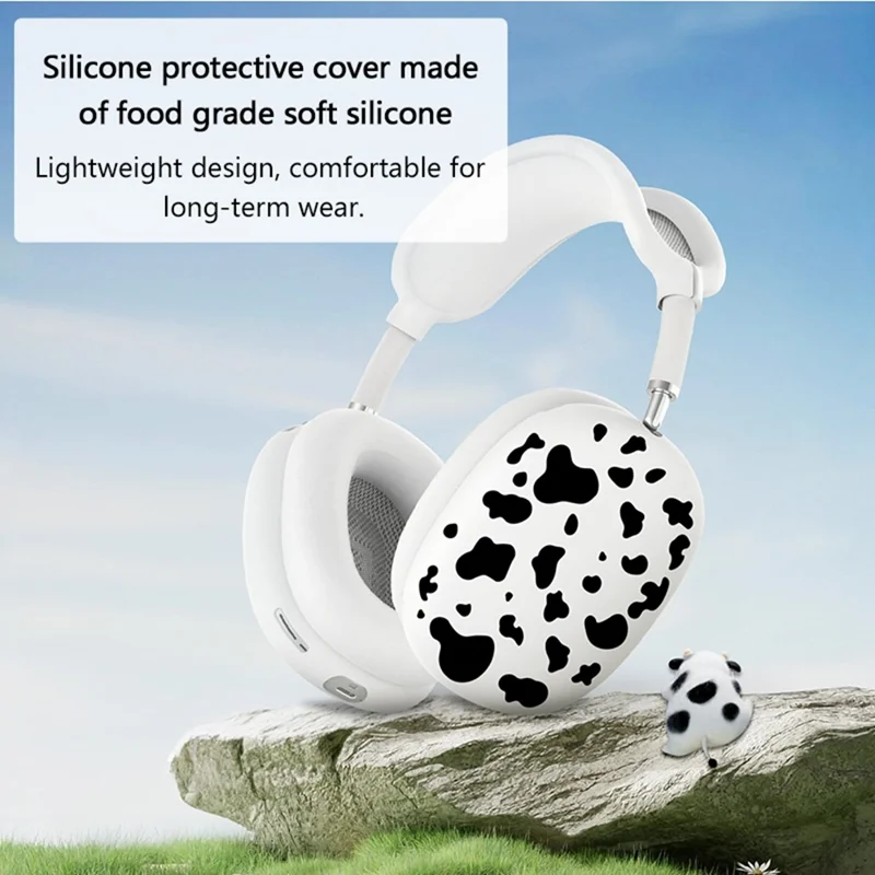 3Pcs / Set For AirPods Max 2 / Max Silicone Protective Case Cow Pattern Earmuff Sleeve Headband Cover Ear Cushion Cover - Yellow