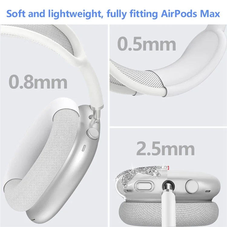 3Pcs  /  Set For AirPods Max Silicone Protective Case Glitter Star Design Earmuff Sleeve Headband Cover Ear Cushion Cover