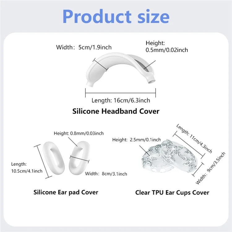 3Pcs  /  Set For AirPods Max Silicone Protective Case Glitter Star Design Earmuff Sleeve Headband Cover Ear Cushion Cover