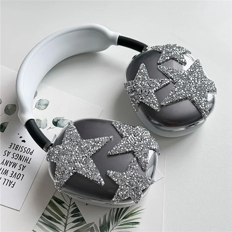 3Pcs  /  Set For AirPods Max Silicone Protective Case Glitter Star Design Earmuff Sleeve Headband Cover Ear Cushion Cover