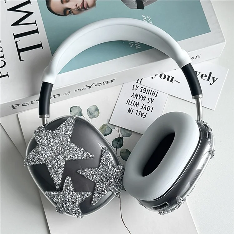 3Pcs  /  Set For AirPods Max Silicone Protective Case Glitter Star Design Earmuff Sleeve Headband Cover Ear Cushion Cover