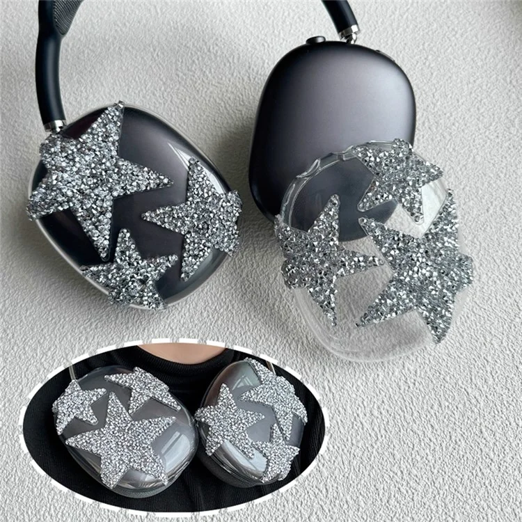 3Pcs  /  Set For AirPods Max Silicone Protective Case Glitter Star Design Earmuff Sleeve Headband Cover Ear Cushion Cover