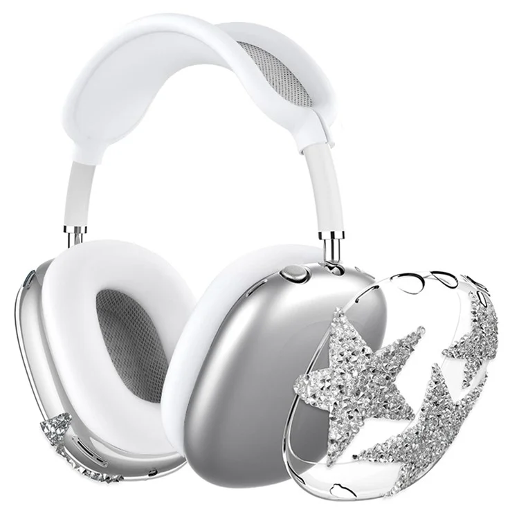 3Pcs  /  Set For AirPods Max Silicone Protective Case Glitter Star Design Earmuff Sleeve Headband Cover Ear Cushion Cover