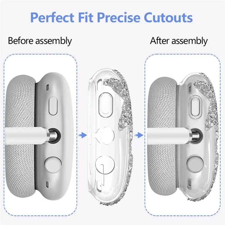 3Pcs  /  Set For AirPods Max Silicone Protective Case Glitter Star Design Earmuff Sleeve Headband Cover Ear Cushion Cover