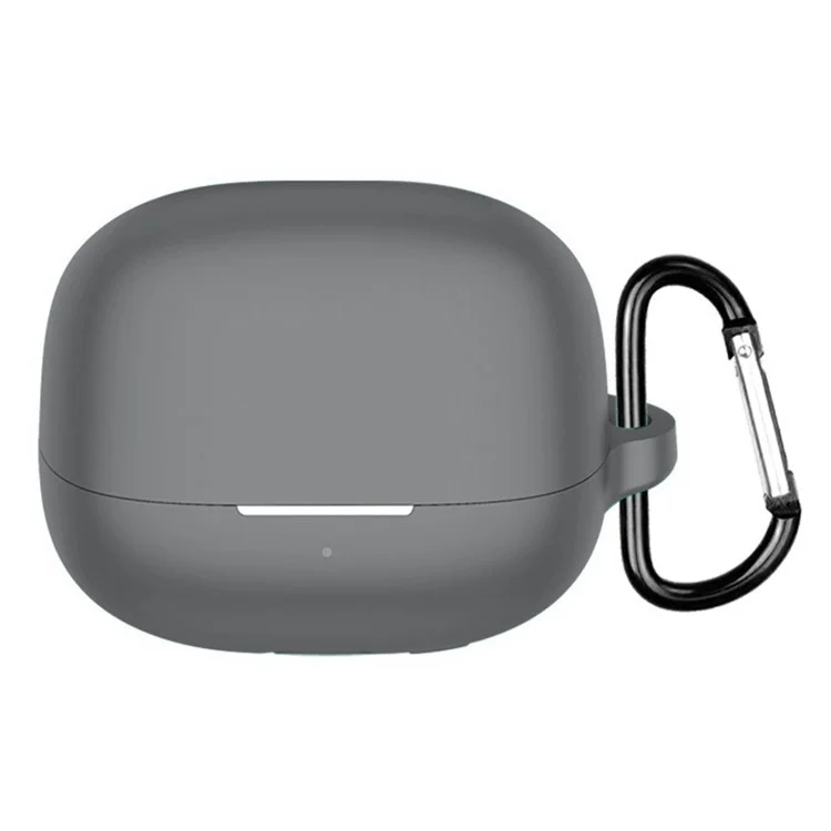 Cover in silicone grigio per Xiaomi Redmi Buds 5 Pro, custodia protettiva antigraffio per cuffie wireless con moschettone