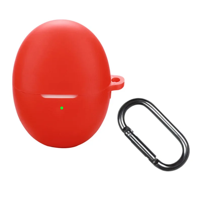 For Huawei FreeBuds 6 Silicone Case Wireless Earphones Protective Cover with Anti-Lost Buckle - Red