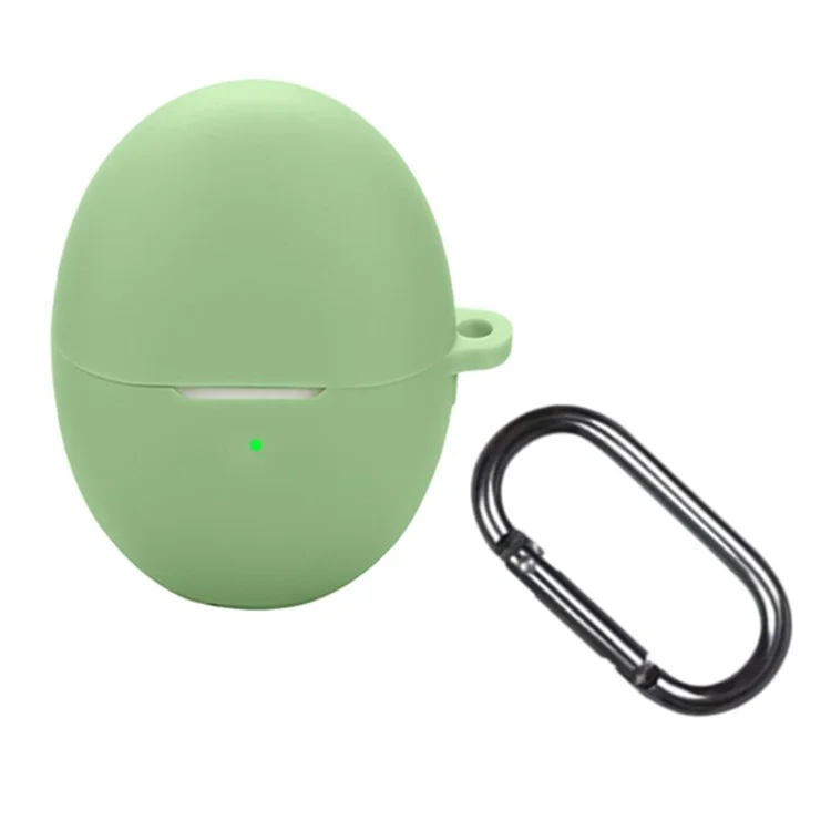 For Huawei FreeBuds 6 Silicone Case Wireless Earphones Protective Cover with Anti-Lost Buckle - Matcha Green