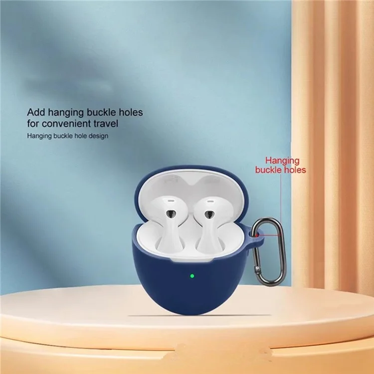 For Huawei FreeBuds 6 Silicone Case Wireless Earphones Protective Cover with Anti-Lost Buckle - Matcha Green