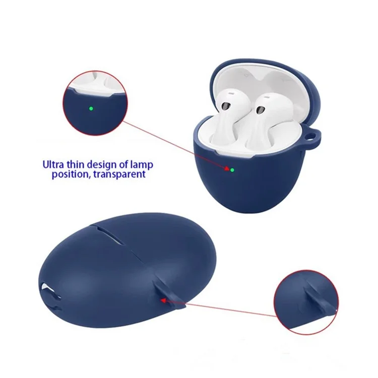 For Huawei FreeBuds 6 Silicone Case Wireless Earphones Protective Cover with Anti-Lost Buckle - Matcha Green