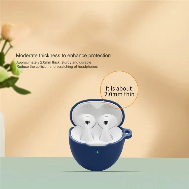 For Huawei FreeBuds 6 Silicone Case Wireless Earphones Protective Cover with Anti-Lost Buckle - Matcha Green