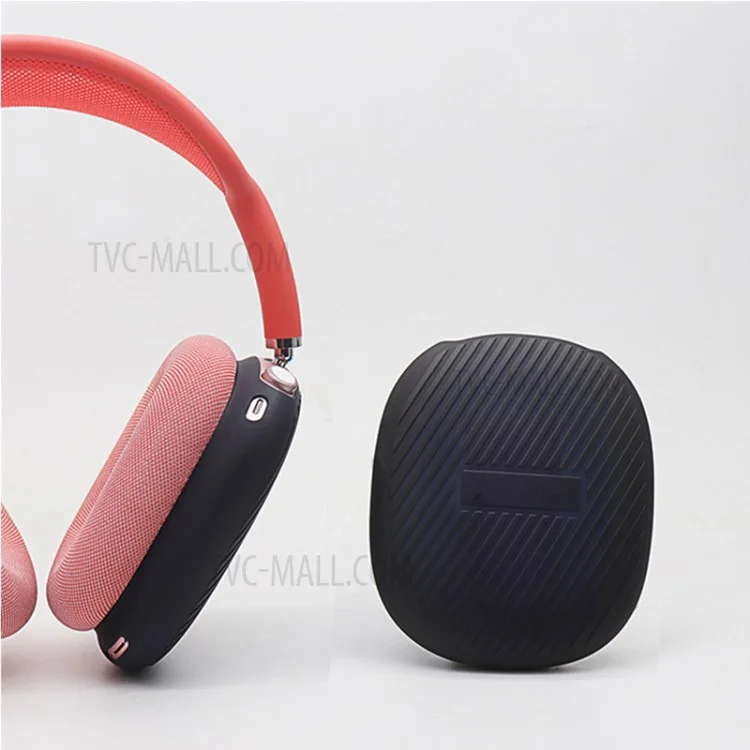 1 Paio di custodia protettiva in silicone a righe per Airpods Max - Nero