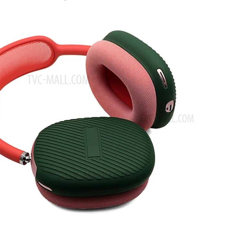 1 Paio di custodia protettiva in silicone a righe per Airpods Max - Nero
