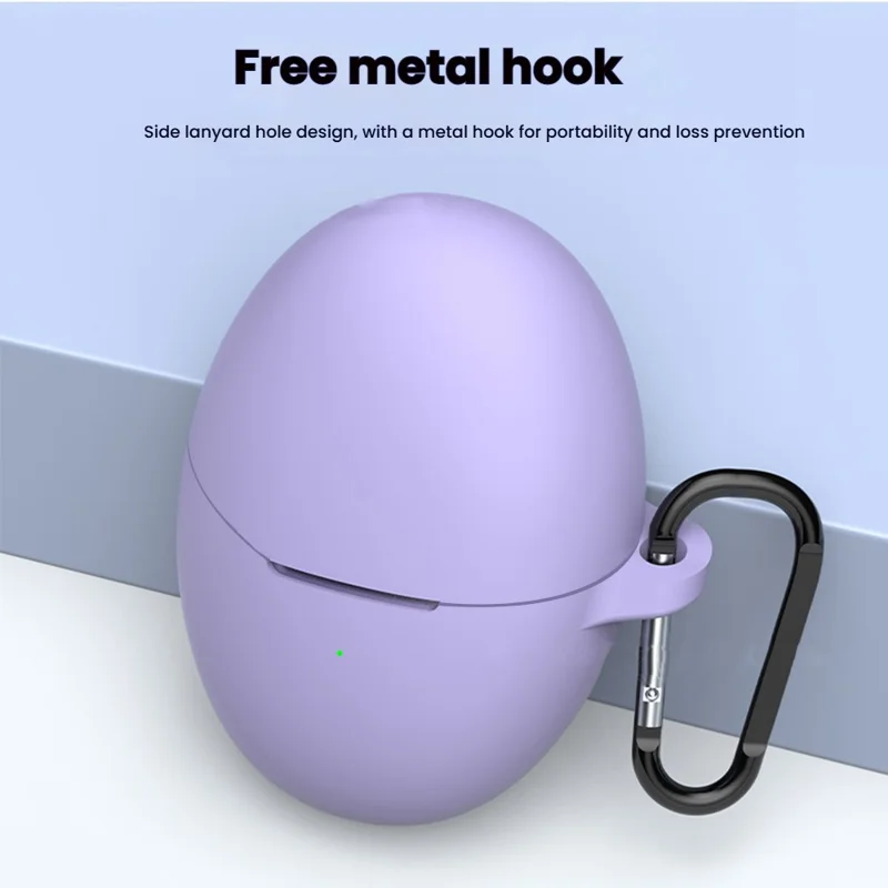 For Huawei FreeBuds 6 Silicone Case Wireless Earphone Anti-Scratch Protective Cover with Carabiner - Purple