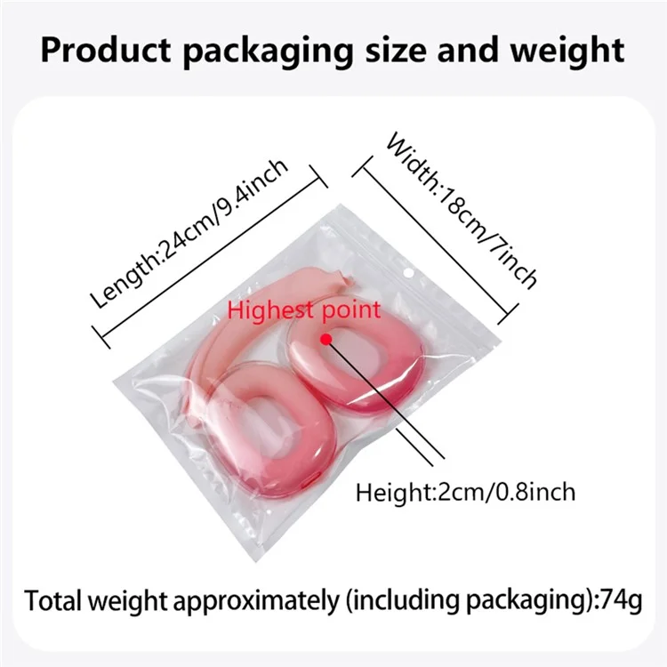 For AirPods Max Silicone Protective Case Headband Cover Earmuff Sleeve Ear Cushion Cover - Transparent Black Gradient Pink  /  Light Pink