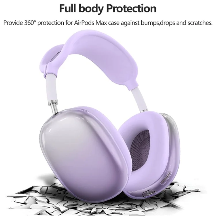 For AirPods Max Silicone Protective Case Headband Cover Earmuff Sleeve Ear Cushion Cover - Transparent Black Gradient Pink  /  Light Pink
