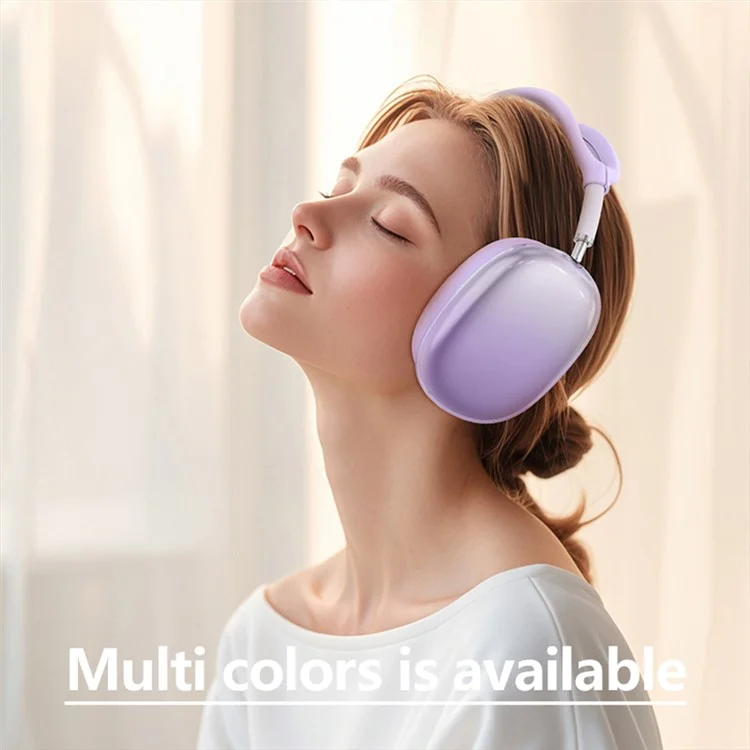 For AirPods Max Silicone Protective Case Headband Cover Earmuff Sleeve Ear Cushion Cover - Transparent Black Gradient Pink  /  Light Pink