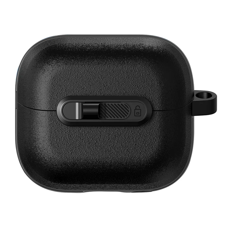For Samsung Galaxy Buds3 Pro  /  Buds3 Protective Case Lock Buckle Switch TPU + PC Wireless Earphones Cover with Carabiner - Black