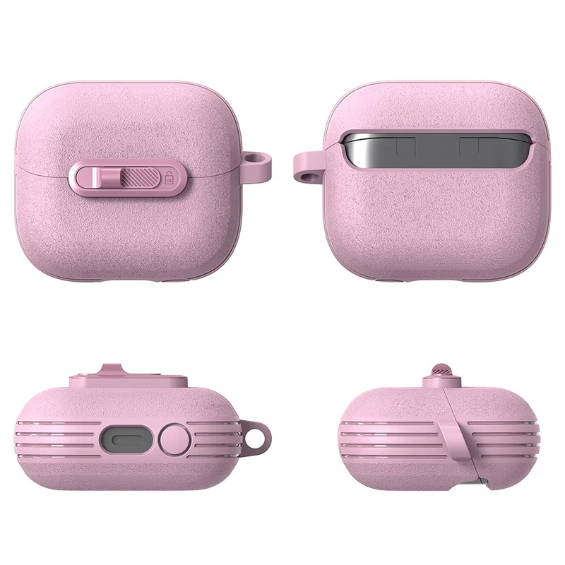 For Samsung Galaxy Buds3 Pro  /  Buds3 Protective Case Lock Buckle Switch TPU + PC Wireless Earphones Cover with Carabiner - Black