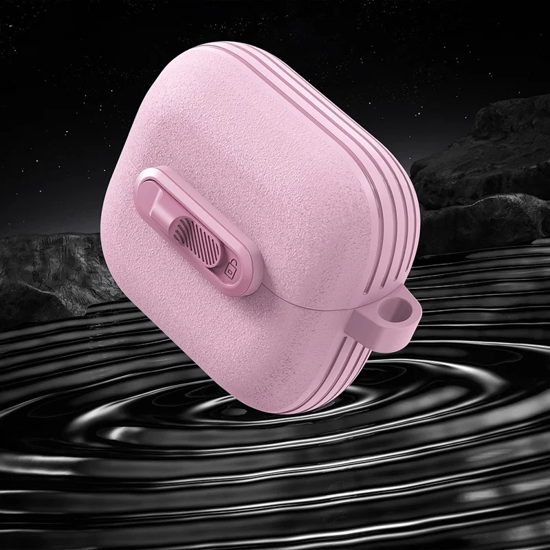 For Samsung Galaxy Buds3 Pro  /  Buds3 Protective Case Lock Buckle Switch TPU + PC Wireless Earphones Cover with Carabiner - Black