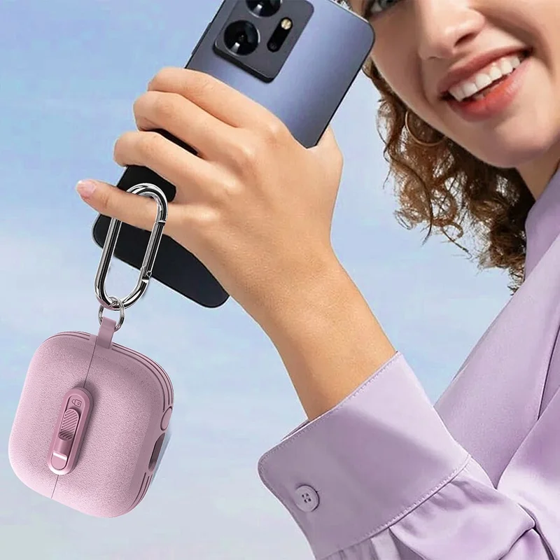 For Samsung Galaxy Buds3 Pro  /  Buds3 Protective Case Lock Buckle Switch TPU + PC Wireless Earphones Cover with Carabiner - Black