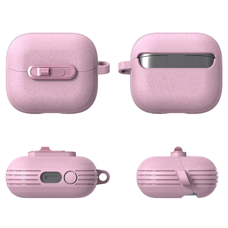 Pour Samsung Galaxy Buds3 Pro / Buds3 Étui de protection avec boucle de verrouillage Commutateur TPU + PC Couvercle d'écouteurs sans fil avec mousqueton - Bleu foncé