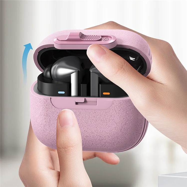 Pour Samsung Galaxy Buds3 Pro / Buds3 Étui de protection avec boucle de verrouillage Commutateur TPU + PC Couvercle d'écouteurs sans fil avec mousqueton - Bleu foncé