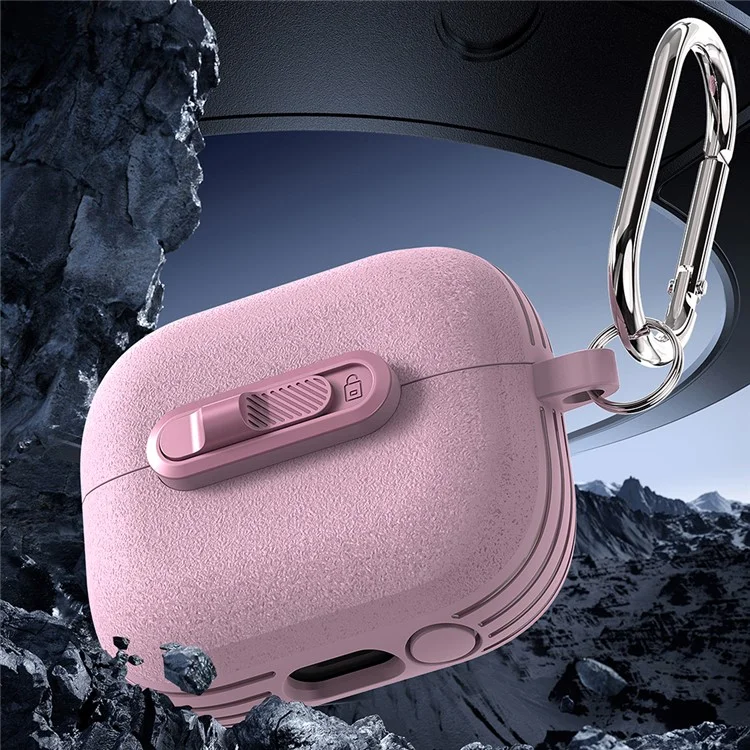 Pour Samsung Galaxy Buds3 Pro / Buds3 Étui de protection avec boucle de verrouillage Commutateur TPU + PC Couvercle d'écouteurs sans fil avec mousqueton - Bleu foncé