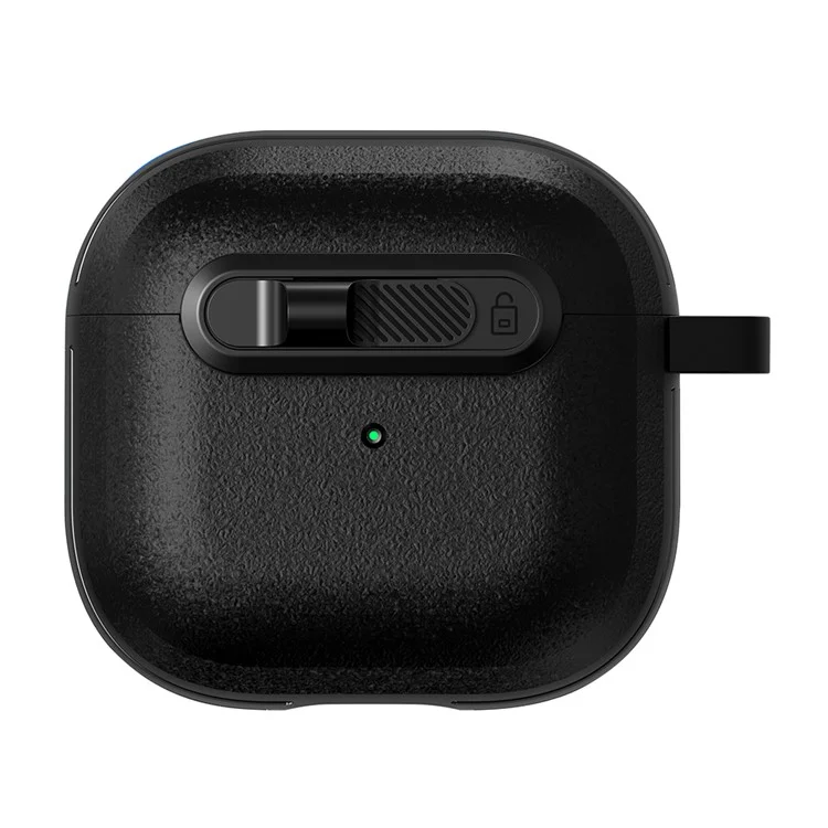 For Apple AirPods 3 Protective Case Lock Buckle Switch TPU + PC Wireless Earphones Cover with Carabiner - Black