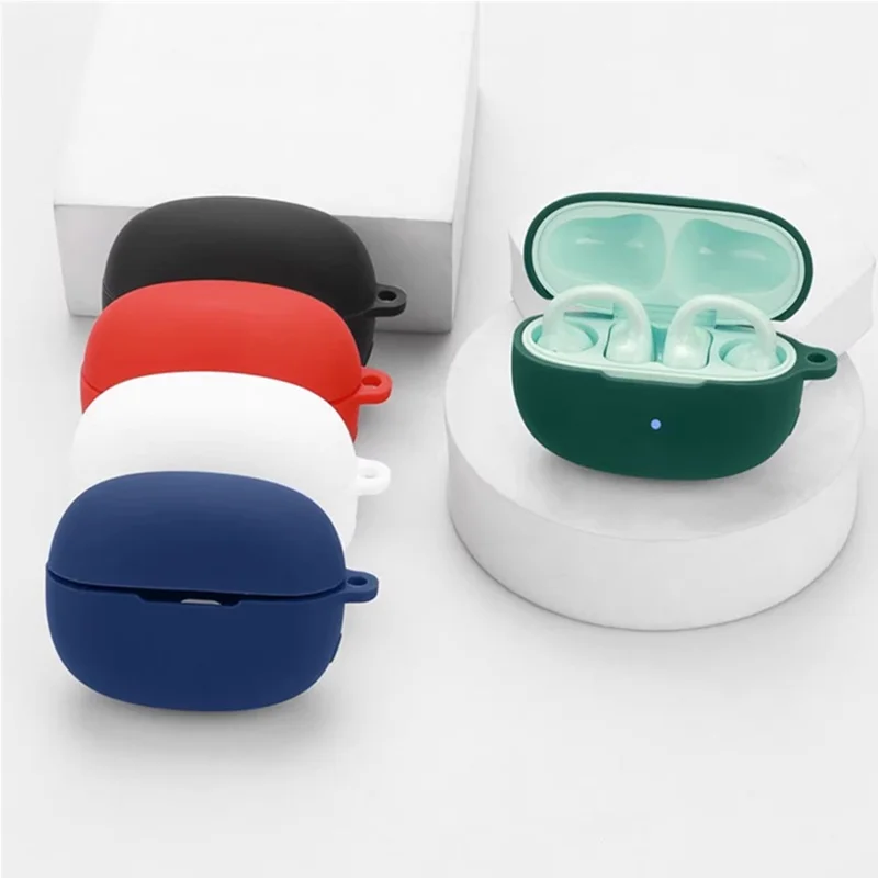 For Edifier Comfo Clip Q Silicone Case Wireless Earphones Protective Cover with Anti-Lost Buckle - Red