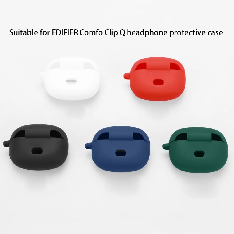 For Edifier Comfo Clip Q Silicone Case Wireless Earphones Protective Cover with Anti-Lost Buckle - Red