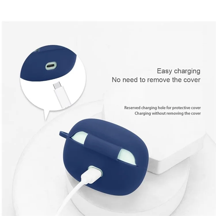 For Edifier Comfo Clip Q Silicone Case Wireless Earphones Protective Cover with Anti-Lost Buckle - Dark Blue