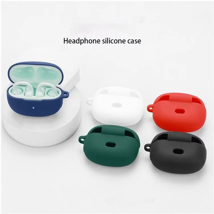 For Edifier Comfo Clip Q Silicone Case Wireless Earphones Protective Cover with Anti-Lost Buckle - Dark Blue