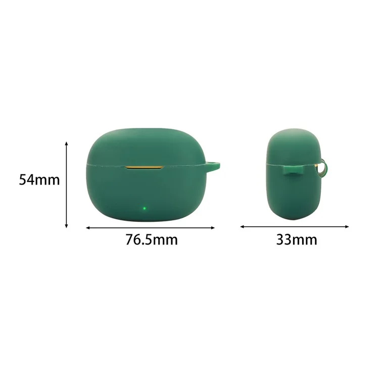 Cover in silicone per Realme Buds T200 Lite con fibbia anti-smarrimento per cuffie wireless - Verde scuro