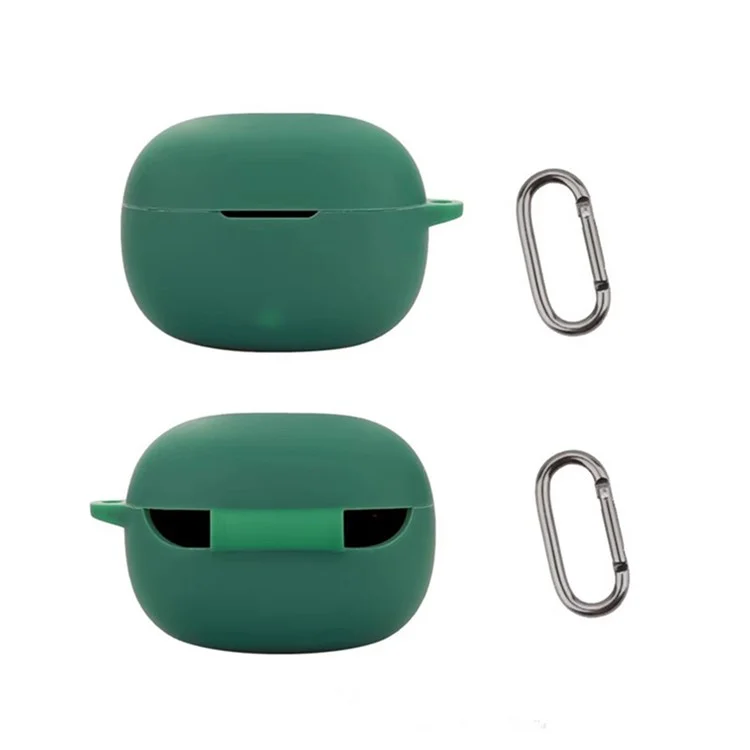 Cover in silicone per Realme Buds T200 Lite con fibbia anti-smarrimento per cuffie wireless - Verde scuro