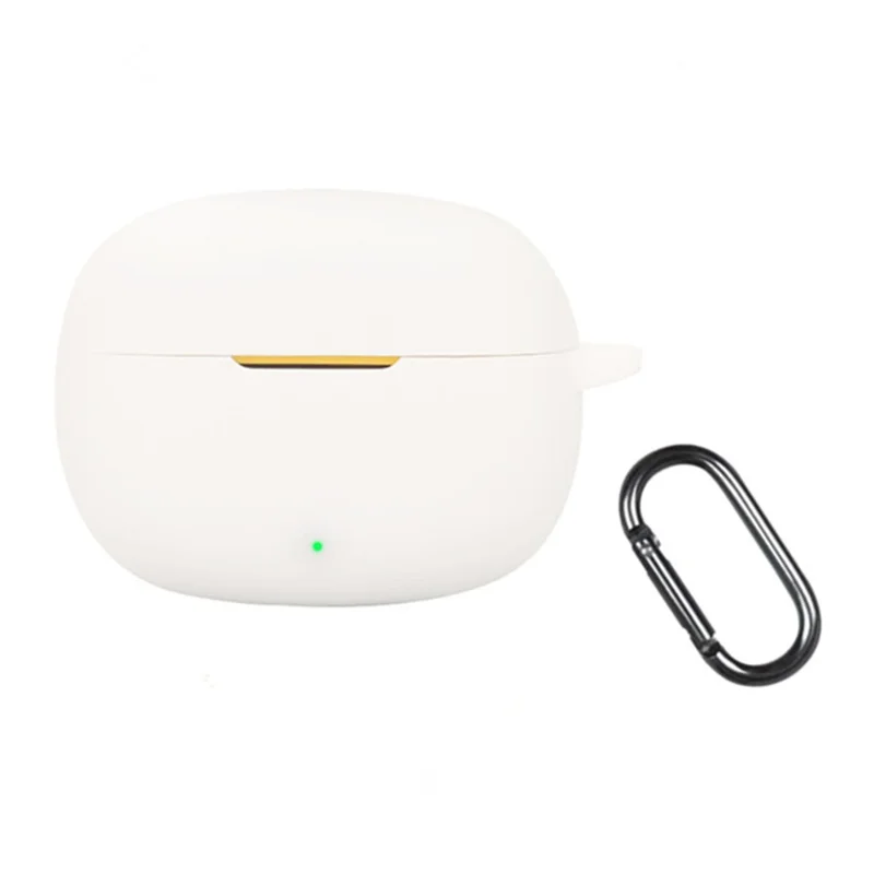 For Realme Buds T200 Lite Silicone Case Wireless Earphones Protective Cover with Anti-Lost Buckle - White
