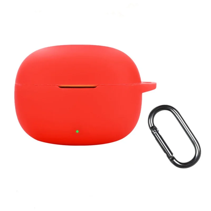 For Realme Buds T200 Lite Silicone Case Wireless Earphones Protective Cover with Anti-Lost Buckle - Red