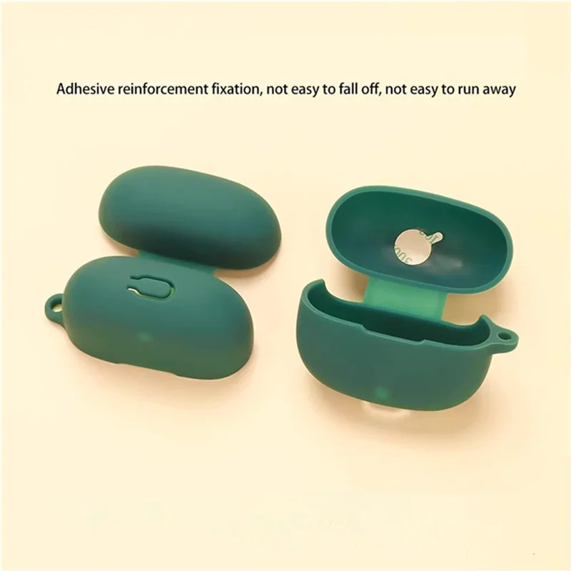 For Realme Buds T200 Lite Silicone Case Wireless Earphones Protective Cover with Anti-Lost Buckle - Red