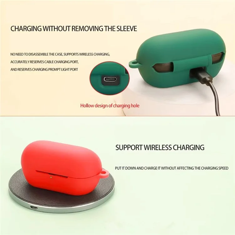 Funda de silicona para Sony WF-C710N, auriculares inalámbricos con hebilla antivío - Verde oscuro
