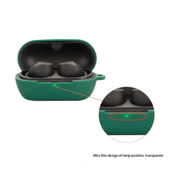 Funda de silicona para Sony WF-C710N, auriculares inalámbricos con hebilla antivío - Verde oscuro