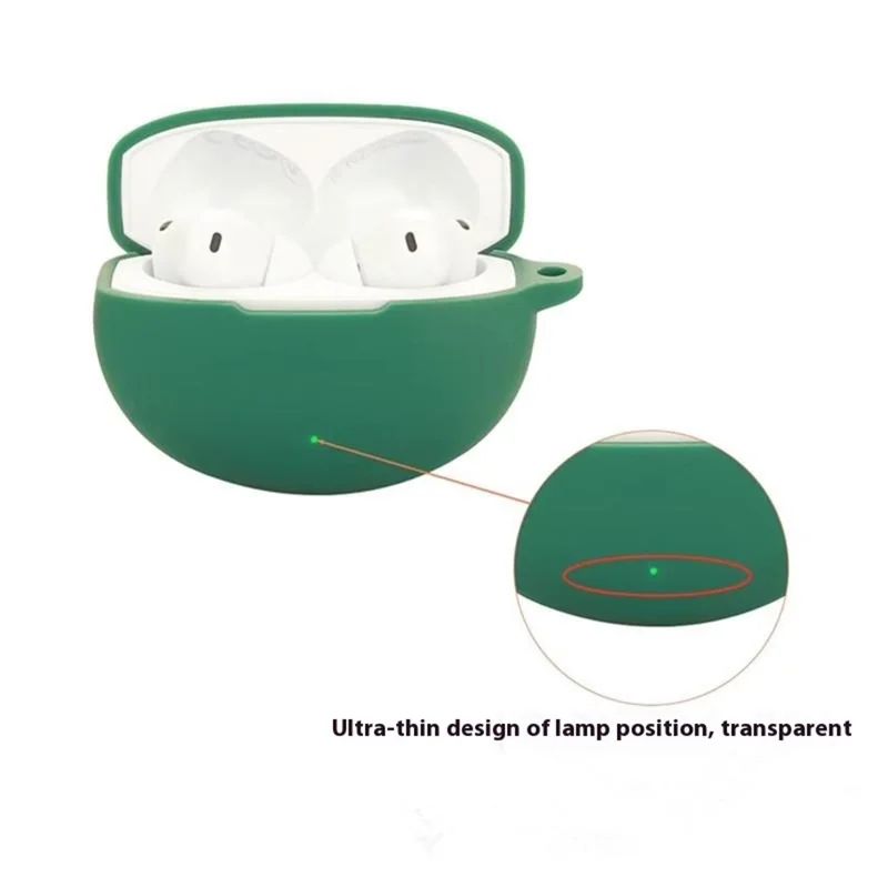 Cover in silicone per Oppo Enco Free4 Custodia protettiva per cuffie wireless con fibbia anti-smarrimento - Verde scuro