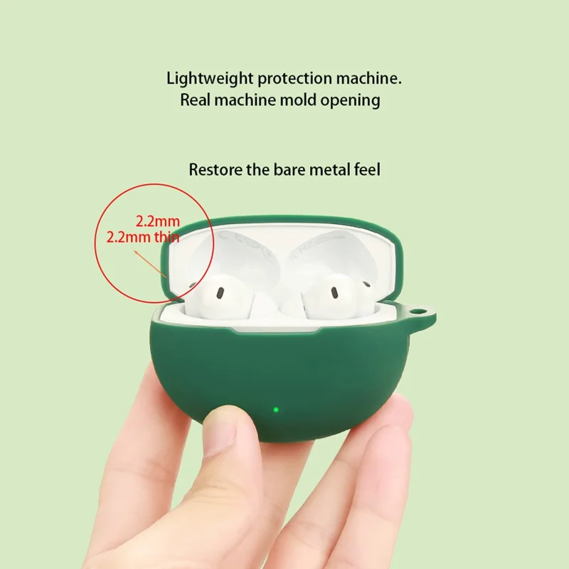 Cover in silicone per Oppo Enco Free4 Custodia protettiva per cuffie wireless con fibbia anti-smarrimento - Verde scuro