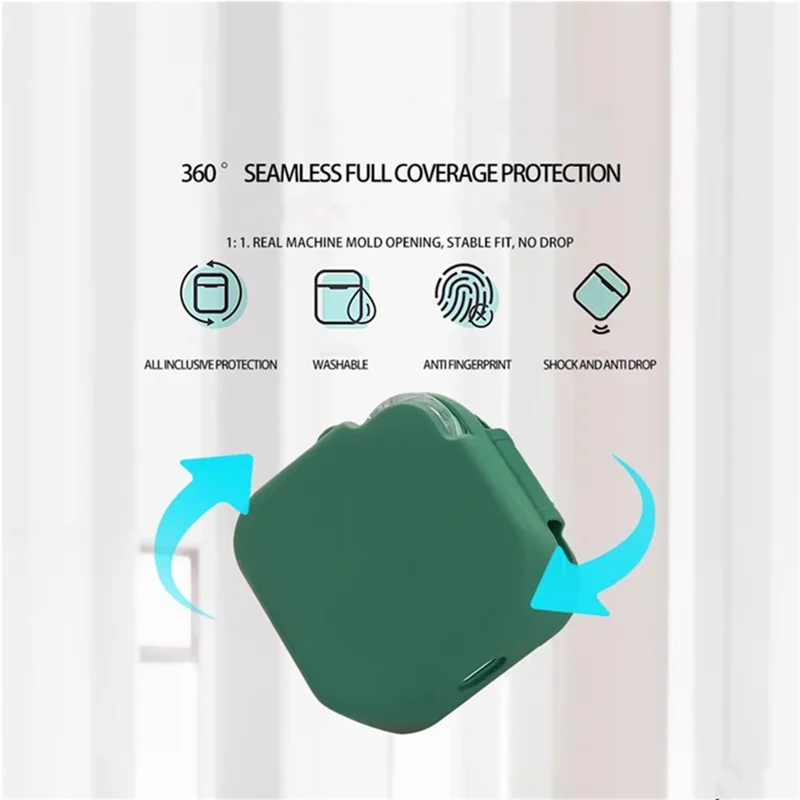 For CMF Buds 2 Silicone Case Wireless Earphones Protective Cover with Anti-Lost Buckle - Blackish Green