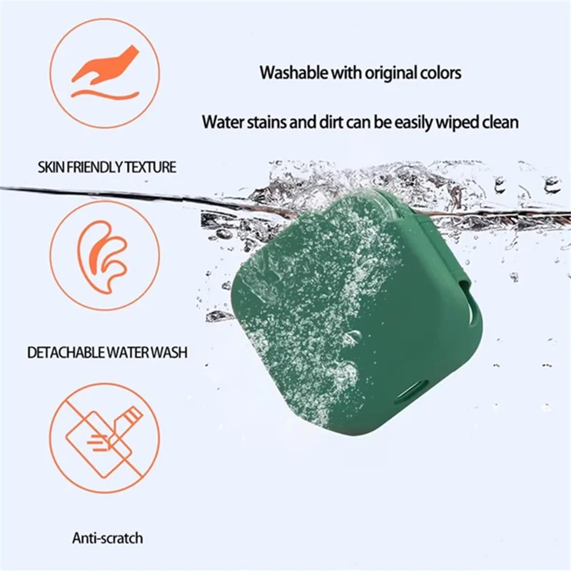 For CMF Buds 2 Silicone Case Wireless Earphones Protective Cover with Anti-Lost Buckle - Blackish Green