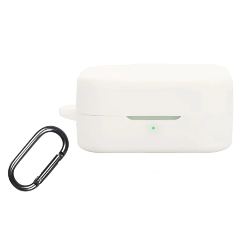 For CMF Buds 2 Silicone Case Wireless Earphones Protective Cover with Anti-Lost Buckle - White