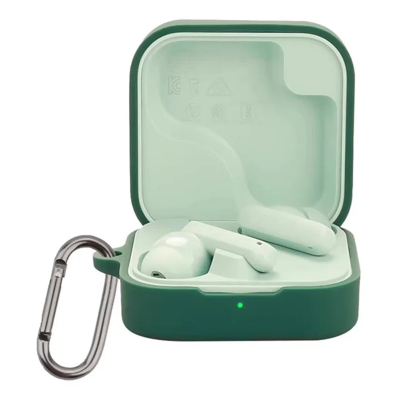 For CMF Buds 2 Silicone Case Wireless Earphones Protective Cover with Anti-Lost Buckle - White