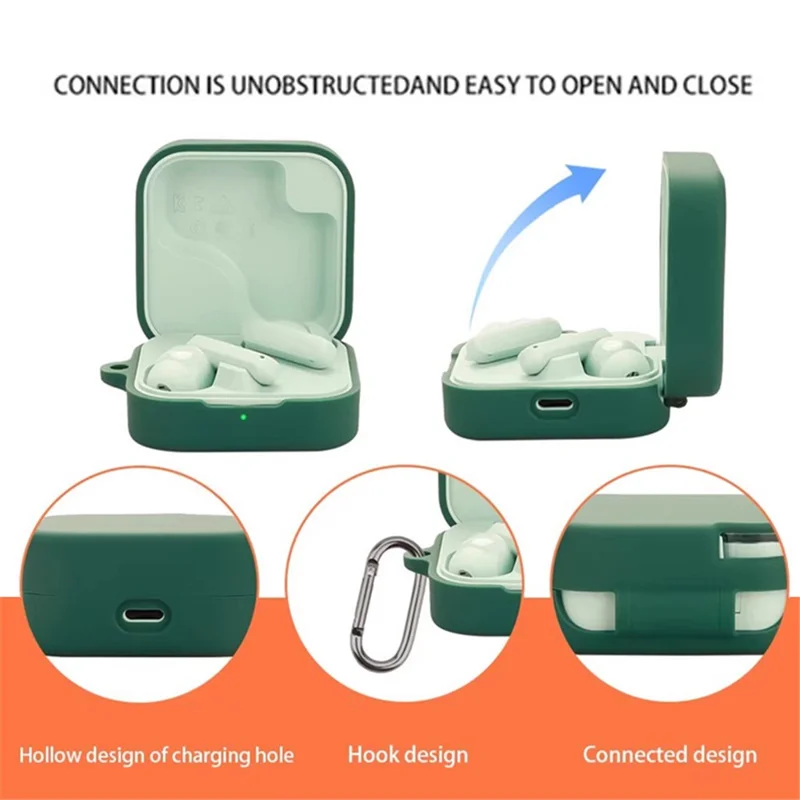 For CMF Buds 2 Silicone Case Wireless Earphones Protective Cover with Anti-Lost Buckle - White