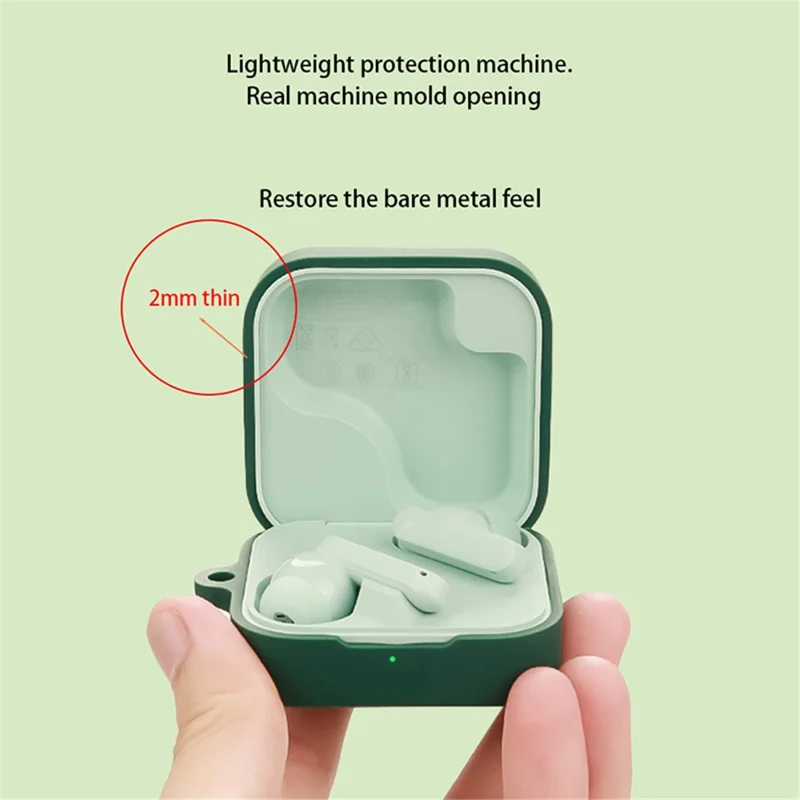 For CMF Buds 2 Silicone Case Wireless Earphones Protective Cover with Anti-Lost Buckle - White