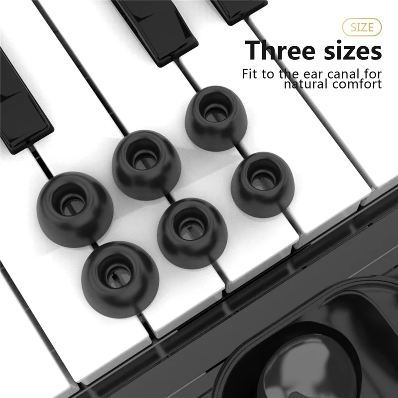 AHASTYLE PT168-B2 3 Pairs For Samsung Galaxy Buds2 Pro Silicone Ear Tips Replacement Earphone Caps, Size: S + M + L - Black