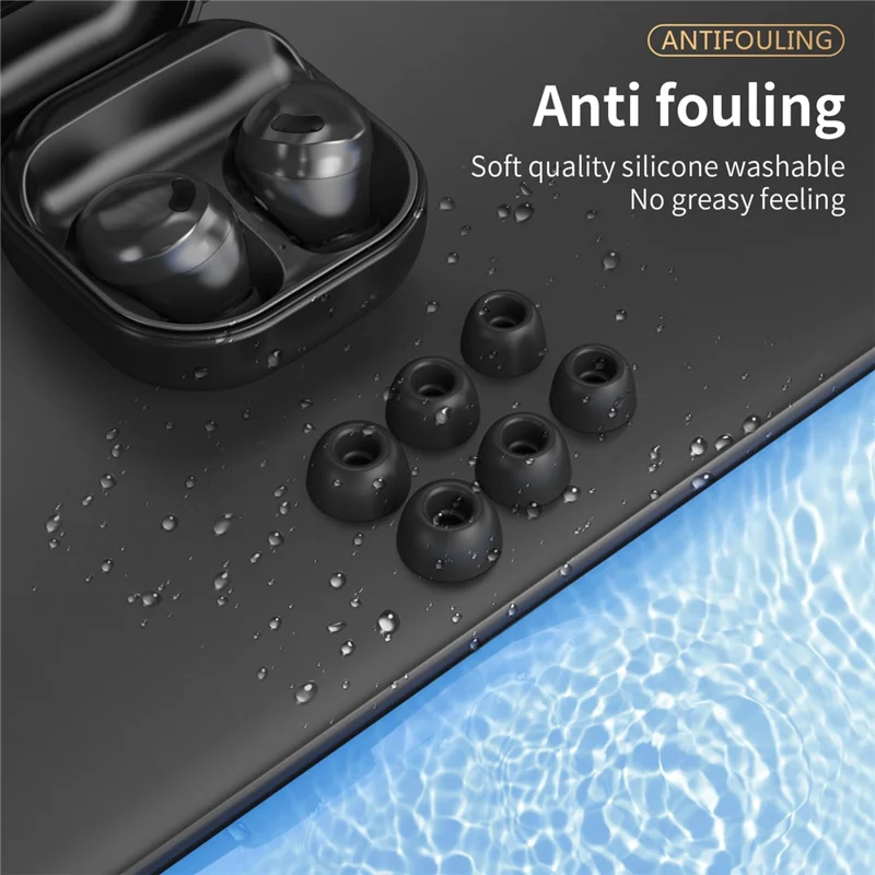 AHASTYLE PT168-B2 3 Pairs For Samsung Galaxy Buds2 Pro Silicone Ear Tips Replacement Earphone Caps, Size: S + M + L - Black