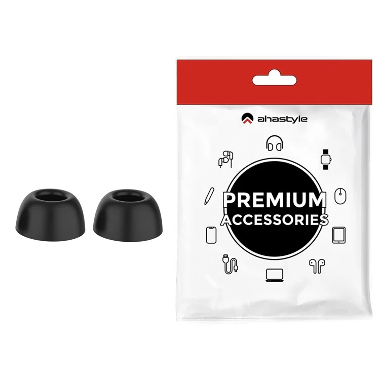 AHASTYLE PT168-B2 1 Pair For Samsung Galaxy Buds2 Pro Silicone Ear Tips Replacement Earphone Caps - Black / S